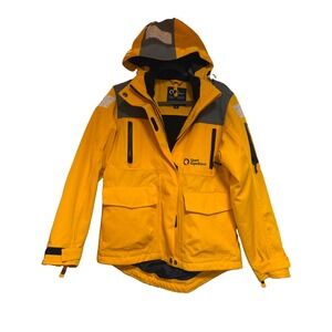 Quark Expeditions Ladies M Polar Adventure Parka Jacket Yellow Gray Reflective